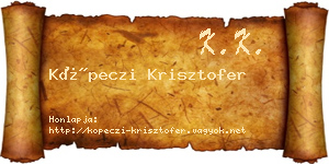 Köpeczi Krisztofer névjegykártya